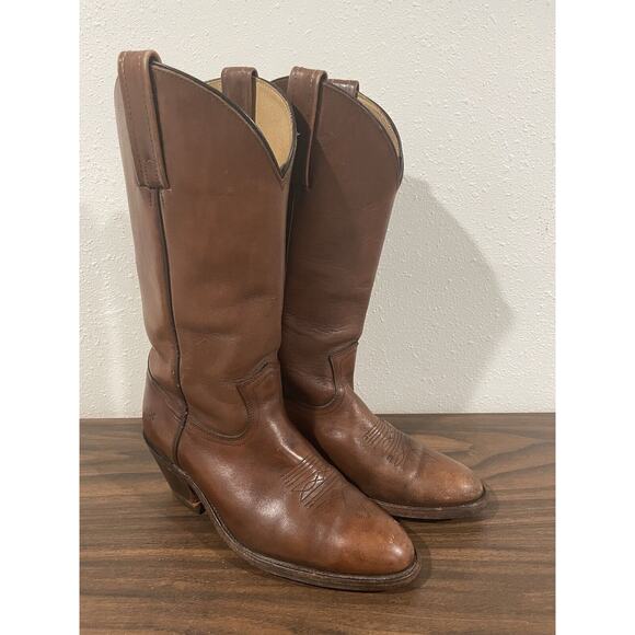 Vintage Black Label FRYE 2341 Men’s 9 D Brown 15" Leather Cowboy Boots RARE - Picture 3 of 16